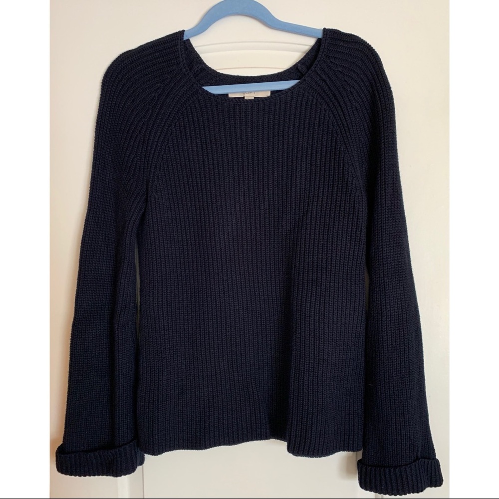LOFT Navy Blue Cable Knit Sweater